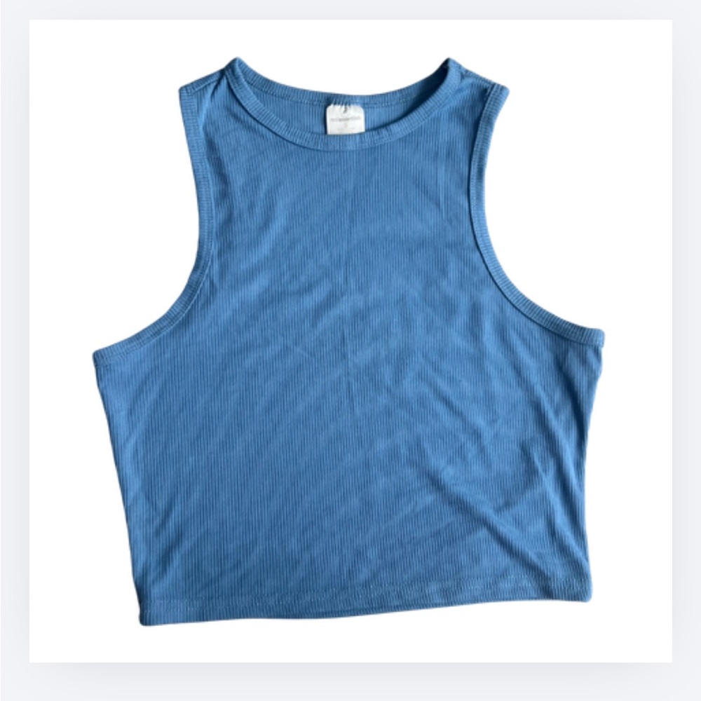Real Essentials Sky Blue Ribbed Top